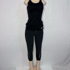 Nike Dri-FIT Running Tank Capri Leggings Set Black XS