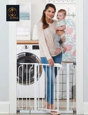Baby Pet Safety Gate Easy Install Adjustable, Wide 29"-38.5"x 30", White