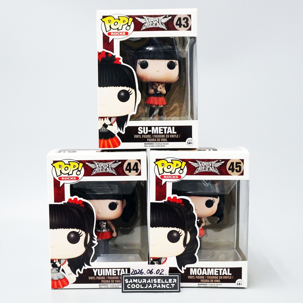 FUNKO POP! ROCKS BABYMETAL SU #43 YUI #44 MOA #45 SET OF 3 Vinyl