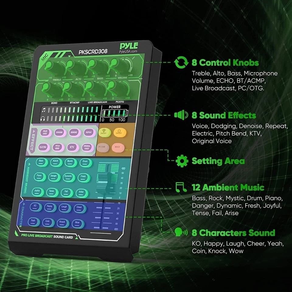 Pyle DJ Controller w/ 8 Sound Effects 8 Characters Sound & 8 Control Knobs - Image 3 of 4