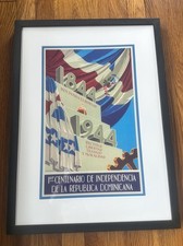 Dominican Republic 1844-1944 Centennial Independence Poster Framed Tuto Báez 23”