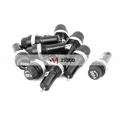 9Pcs 14mm Screw Panel Mount Dia 6 x 30mm Fuse Holder AC 125V/15A 250V/10A Black 