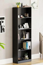 Black Tall Shelving Unit 5 Tier Bookcase Storage Display Shelf Stand