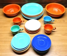 Vintage FiestaWare Homer Laughlin Colorful Dishes Bowls Cups Saucers 30 Pieces
