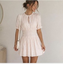 NINE WEST Blouson Mini Dress Pink Ruffle Cinched Waist sz xl