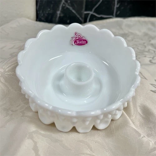 Vintage Fenton White Hobnail Milk Glass Candle Holder Glossy Finish taper