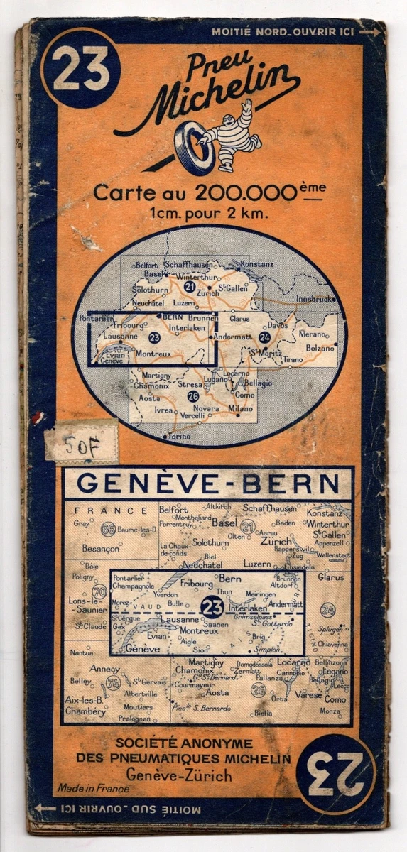 Ancienne Carte Routière Michelin N°35 - Aurillac-Cahors - Années 1920 - Publicité Renault