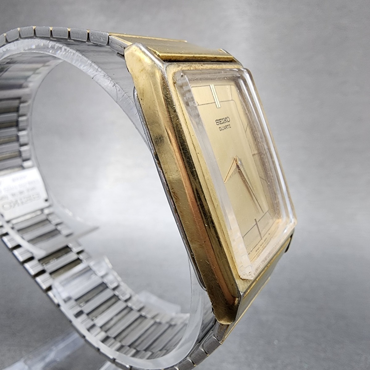 Seiko Tank Watch Men 25mm Champagne Dial Gold Tone 7430-5560 New