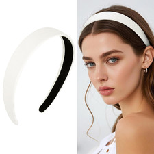White PU Leather 1 Inch Wide Non-Slip Fashion Headband Hair Accessory for Women