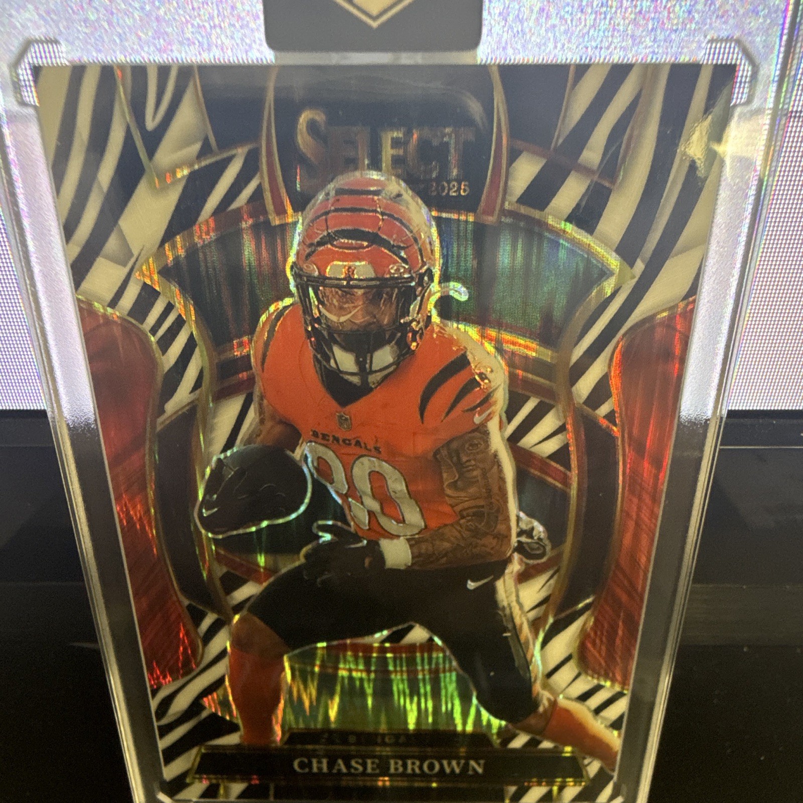 Panini 2025 Select Chase Brown Bengals #59 Concourse Zebra Prizm Parallel