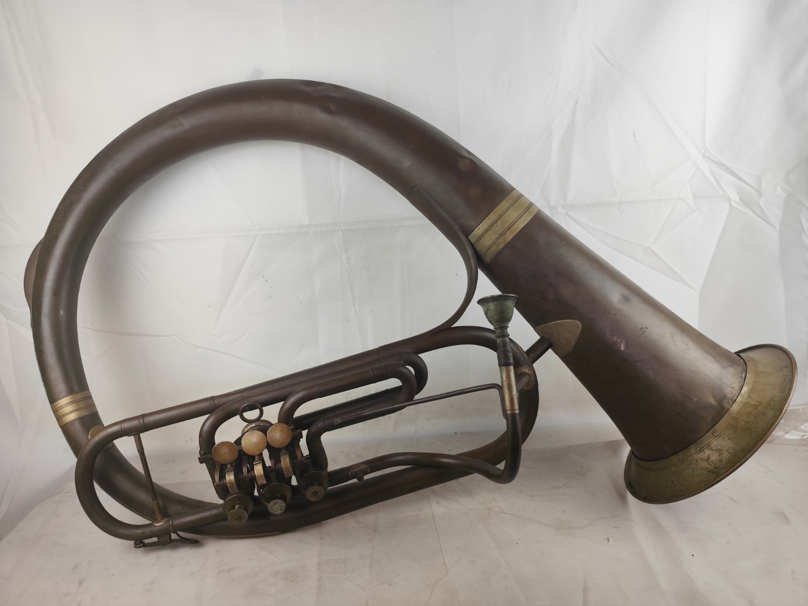 Basso Tuba G. Thoan Torino 3 Valvole Italia 1920 Premiato Con Medaglie Sib
