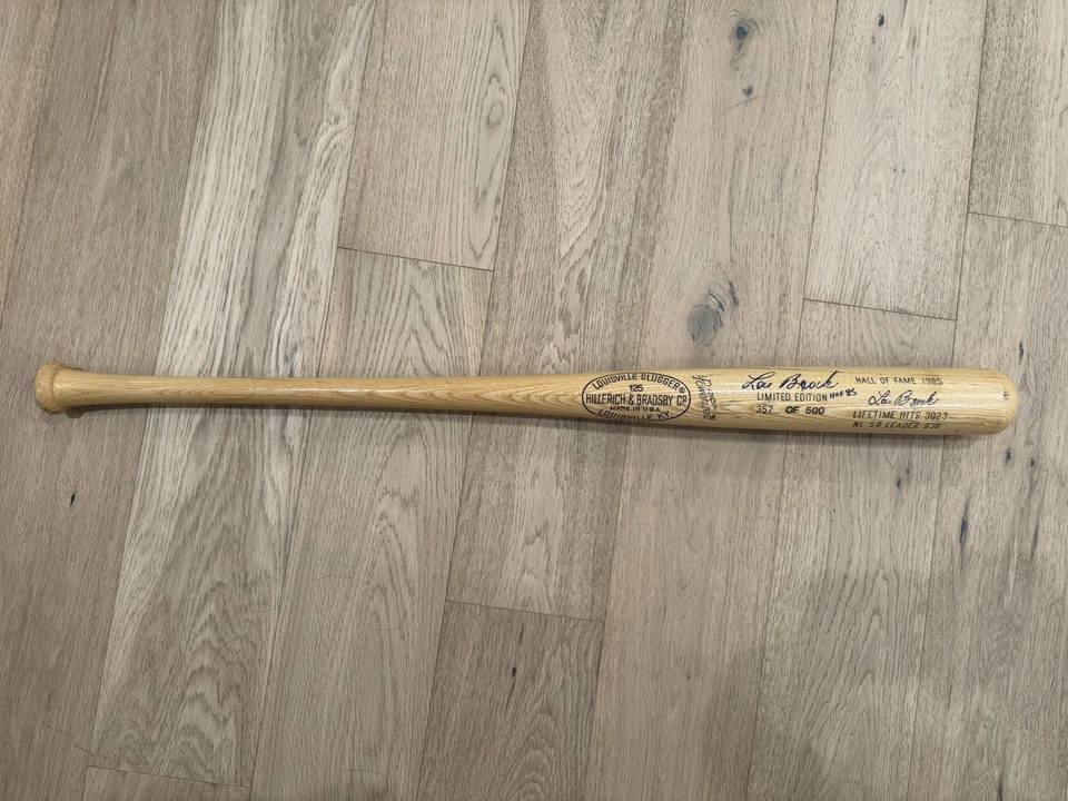 Bate Louisville Slugger firmado por Lou Brock HOF 85 LE 352/500 Cardinals Legend MLB Foto 4 de 4