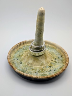 Artist's Studio Ring Dish Holder Pottery Glazed Jewelry Trinket Art Pottery
