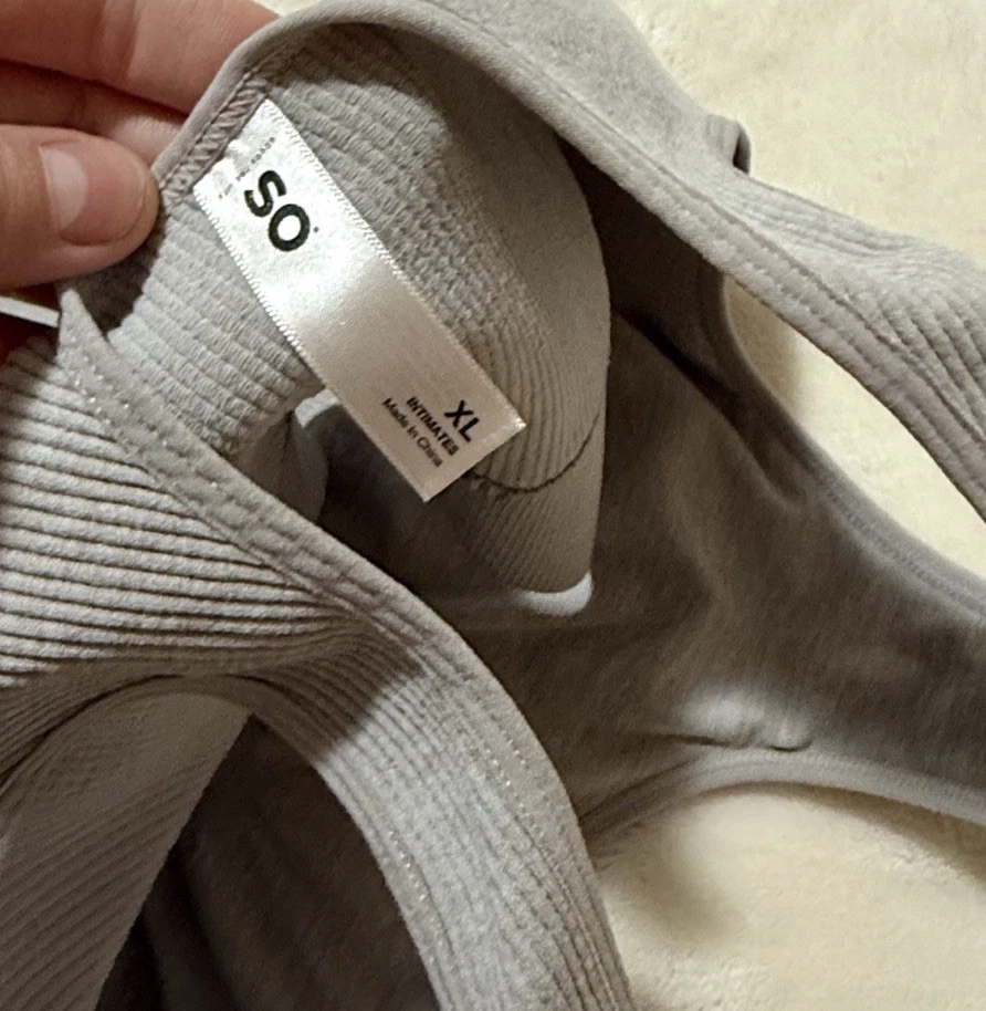 So Bralette Deportivo Mujer Gris Claro Acanalado Mujer Talla XL Foto 3 de 3