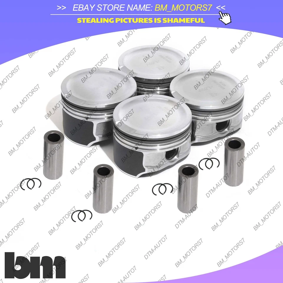 Juego de 4 pistones y anillos de motor 81 mm STD para VW Jetta Beetle Golf GTI Audi A4 1.8T Foto 2 de 4
