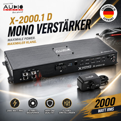 Audio System X-2000.1 D 1-Kanal Mono Verstärker 2000 Watt RMS mit Fernbedienung