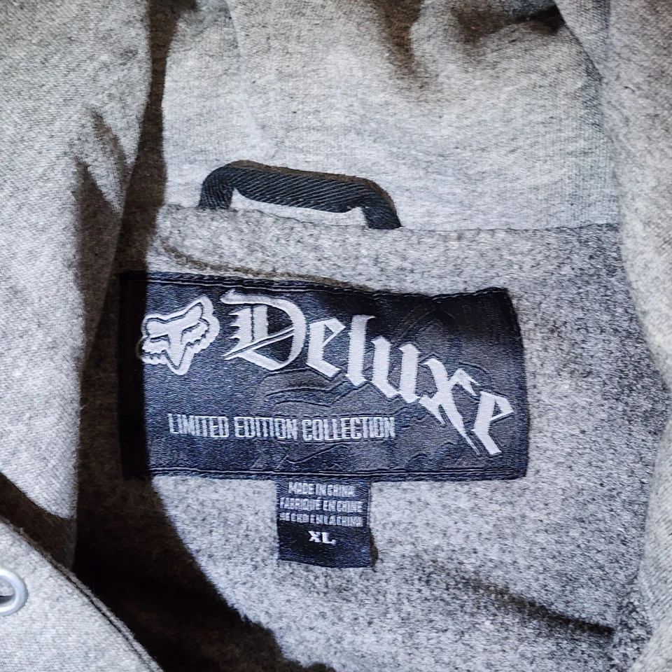Chaqueta de Colección Fox Deluxe Para Hombres X Grande Negra Gris Con Capucha Denim Prendedores Y2K Grunge Foto 4 de 4