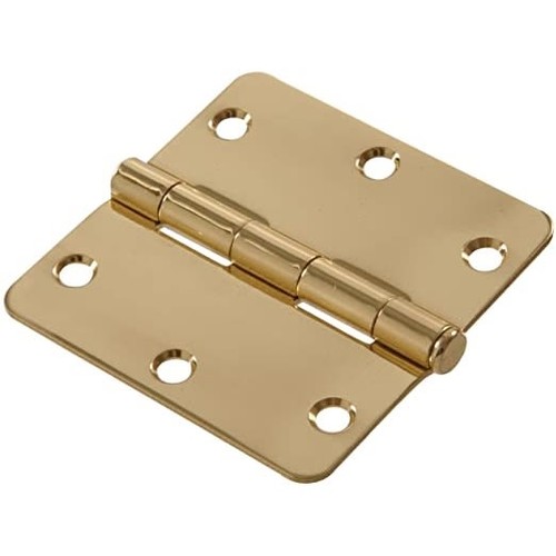 Hillman 1/4" Round Corner Door Hinge Bright Brass (3-1/2") 852617