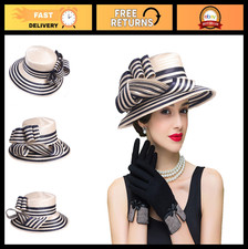 Vintage 1920s Women's Derby Church Dress Fascinator Wide Brim Tea Party Hat