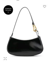 Staud Ollie Black Polished Leather Shoulder Bag