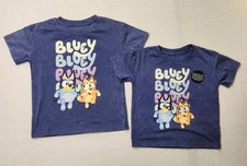 NWOT Bluey Navy Blue Washed Soft Graphic Cotton Blended Tees w Logo Sz 2T  5T