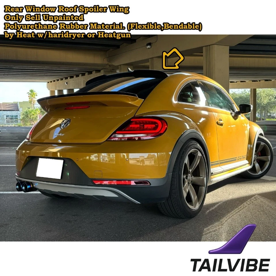 380RG Rear Window Roof Spoiler Wing Fits 2011~2018 Volkswagen Beetle A5 Coupe - Image 3 of 4