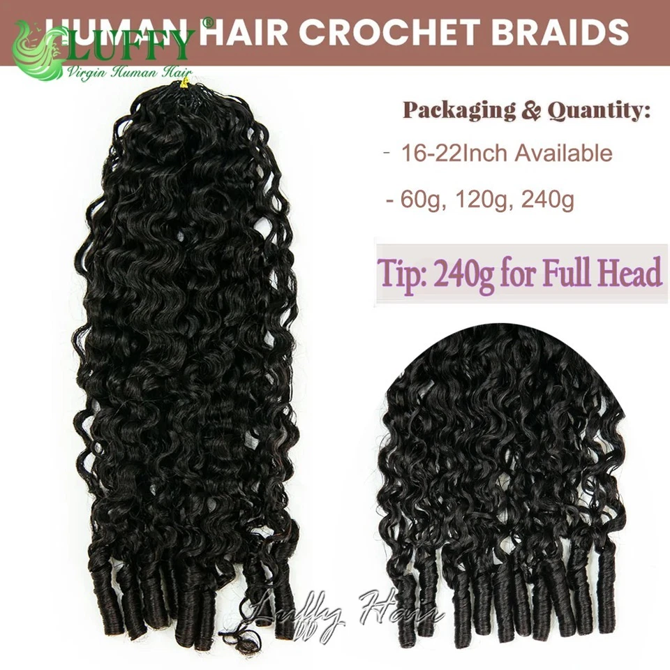 Curly Crochet Human Hair Pre-Separated Curly Crochet Braiding Hair Extensions - Image 4 of 4