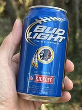 OBSOLETE 2012 BUD LIGHT WASHINGTON REDSKINS BEER CAN FOOTBALL NFL TOP OPENED