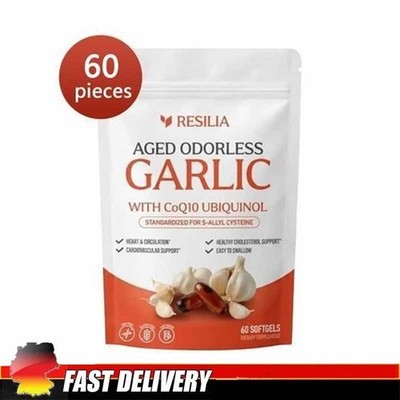 Resilia Garlic Extract 600mg Softgels (60 Count)   Odorless Aged Garlic Extra UK