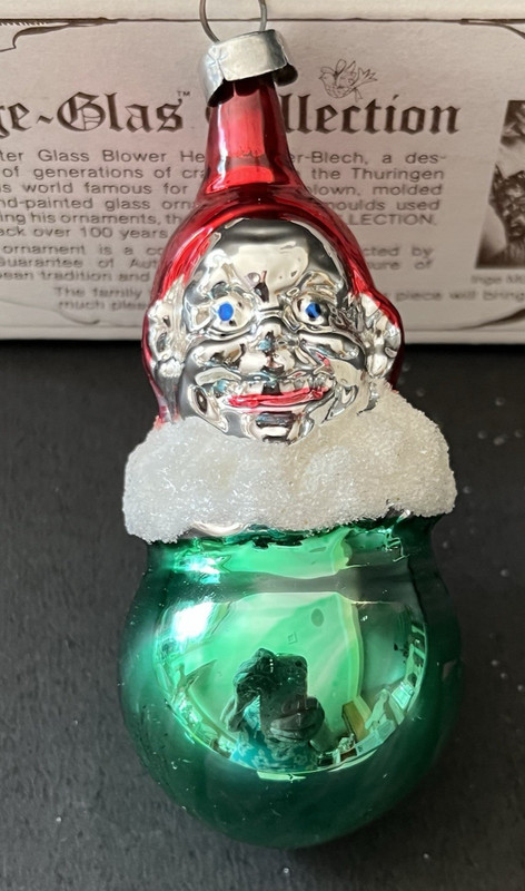 AWESOME Vtg. 1984 German CLOWN IN BALL  Glass Xmas Ornament Box Certificate MINT