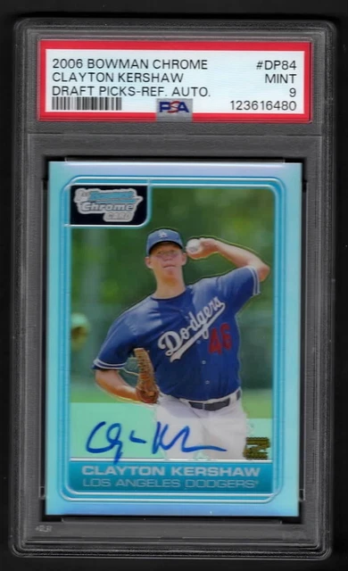 2006 Bowman Chrome Draft Picks Refractor Autograph Clayton Kershaw PSA 9 / 500