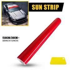 Universal Windshield Banner White Vinyl Decal Sun Strip 60"x12" Red J