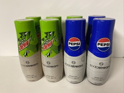 Lot Of 8 SodaStream Pepsi and Mountain Dew Drink Mix Bottles
