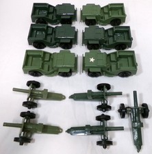 Vintage Tim-Mee Toys 11 Plastic Green Army Jeep Artillery Weapon Lot 5" Long