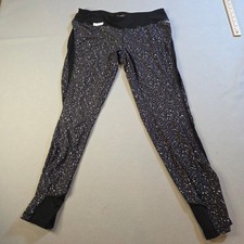 Zella Womens Grey Black Geometric Print Mesh Panel Activewear Leggings Size M