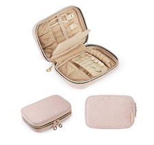 BAGSMART Travel Jewelry Organizer Case Rings Necklace Earrings Bracelet - Pink