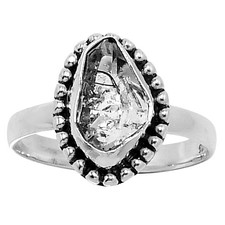 Natural Herkimer Diamond 925 Sterling Silver Ring Size 8   R-1071