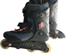 K2 Carbon EXOTECH Inline Roller Skates Blades US 12 Great Condition, Bad Metal!