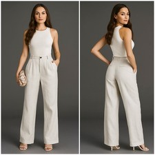 Reformation $178 Mason Linen Pants Pleated front Beige size 4