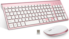FENIFOX Keyboard and Mouse Wireless, USB 2.4Ghz Combo Silent Quiet Low Profile C