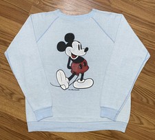 Vintage 1970s Disney Mickey Mouse Raglan Sweatshirt Large Retro Pop Art USA Made