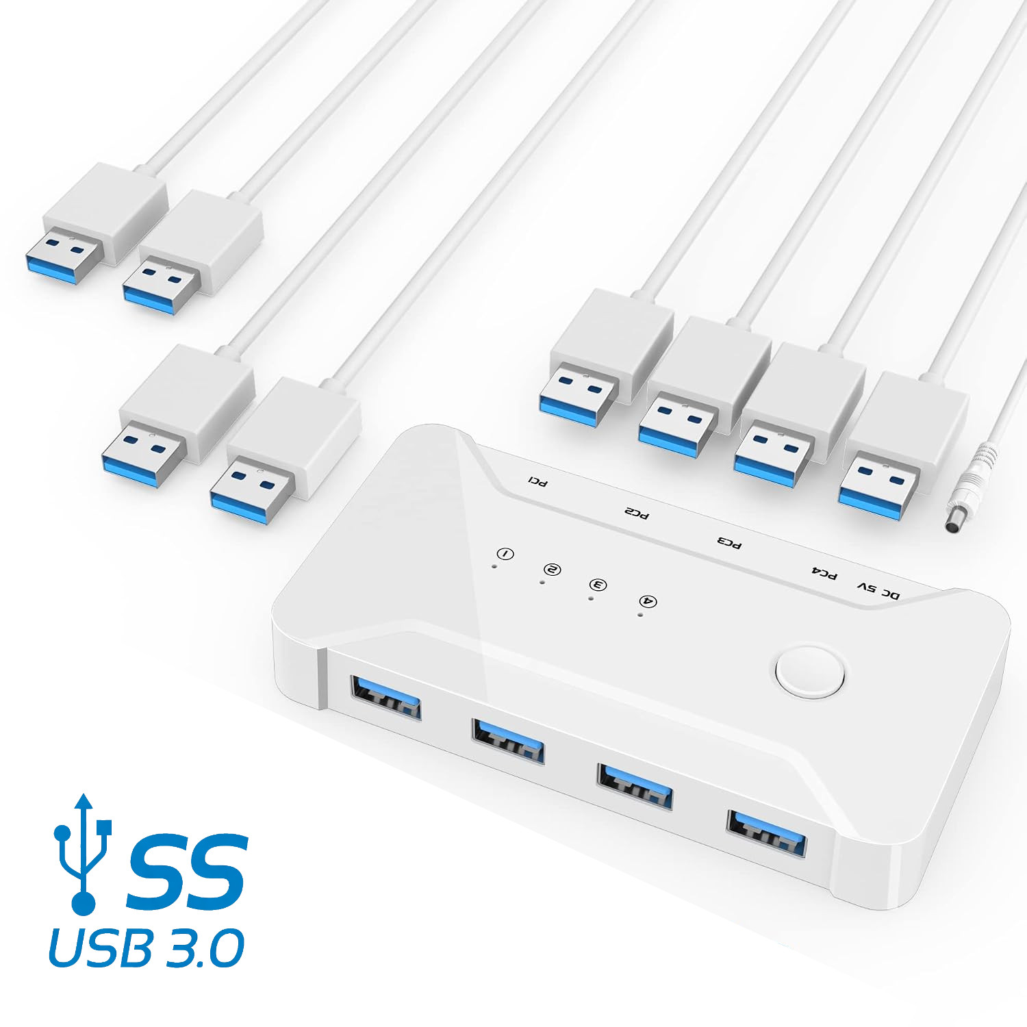 Switch USB 3.0 4 PC 4 Porte Selettore Tastiera Mouse Stampante Condivisione