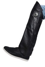 Leather Leg Chaps Zipper Chaps Gaiters Lined Windproof Horse Rider Biker XL-2X