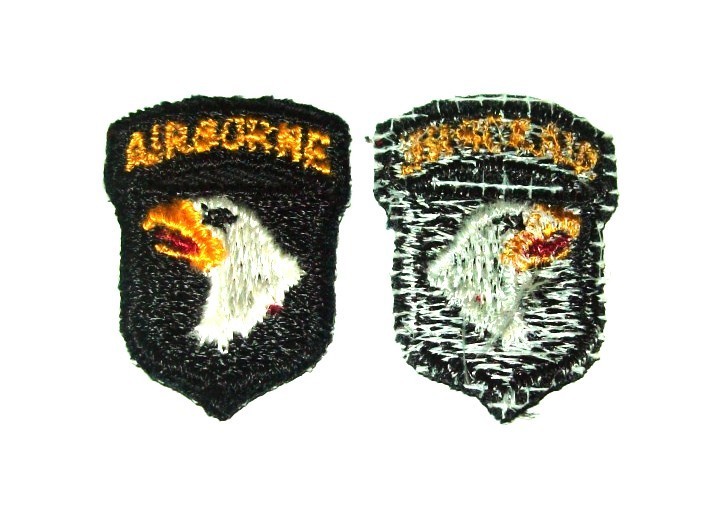 ORIGINAL SMALL 1960's 101st AIRBORNE DIVISION CAP OR COLLAR PATCH (BACK GLOWS)