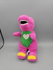 Barney Purple Dinosaur 8" Plush 2017 Sings Theme Song TESTED "I Love You"