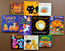 Set of 10 BOARD BOOKS About HALLOWEEN, Pumpkins Jack-o-Lantern Trick or Treat H1