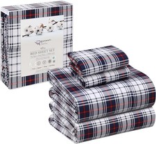 RUVANTI 100 Cotton Queen Sheet Set 4-Piece Percale Deep Pocket Prussian