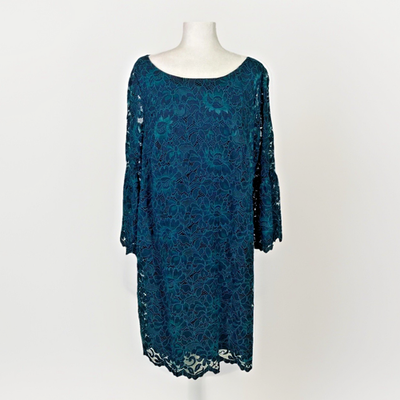 Jessica Howard Dress Plus Size 22W Knee Length Floral Lace Blue Green  Wedding | eBay