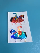 Vintage Mrs Grossman Foiled Knights Half Sticker Strip 90’s