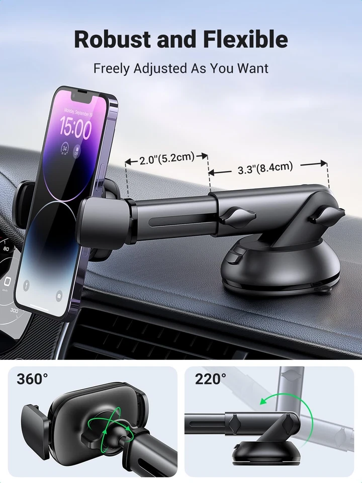 UGREEN Car Phone Holder Windscreen Mount Dashboard Phone Automobile Cradles S... - Image 4 of 4
